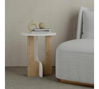 Dmora - Table Basse Nysa, Table Basse, Porte-revues pour canapé, Etagère de Salon, 40x40h47 cm, Blanc et chêne