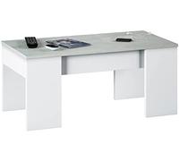 Dmora - Table basse Oceanside, Table basse avec plateau élévateur, Table basse de salon, 100x50h45/56 cm, Blanc et béton