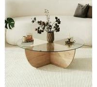 Dmora - Table Basse Phoebe, Table Basse, Porte-revues pour canapé, Etagère de Salon, 90x90h30 cm, Chêne
