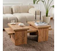 Dmora - Table Basse Prepotto, Table Basse, Porte-revues pour canapé, Etagère de Salon, 110x45 h42 cm, Pin