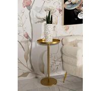 Dmora - Table Basse Prizren, Comptoir du Salon, Porte-revues pour canapé, Etagère de Salon, Or, 51x51 h100 cm