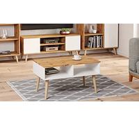Dmora - Table basse Sopot, Table basse, Porte-revues pour canapé, Etagère de salon, 55x90 h55 cm, Blanc