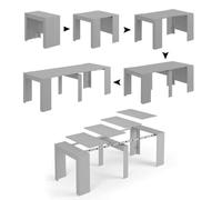 Dmora - Table console à rallonge Compton, Table à manger extensible, Table avec rallonges polyvalentes extensible jusqu'à 10 places, 51/237x90h78 cm, Ciment