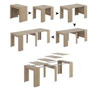 Dmora - Table console à rallonge Compton, Table à manger extensible, Table avec rallonges polyvalentes extensible jusqu'à 10 places, 51/237x90h78 cm, Chêne