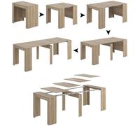 Dmora Table console Compton, Table à manger extensible extensibles jusqu'à 10 places, 51/237x90h78 cm, Chêne