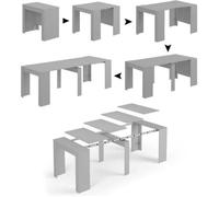 Dmora Table console Compton, Table avec rallonges polyvalentes extensibles jusqu'à 10 places, 51-237x90h78 cm, Béton
