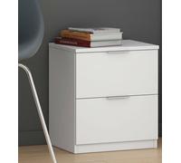 Dmora - Table de chevet Syracuse, Table de chevet moderne avec 2 tiroirs, Table de nuit, Commode basse pour chambre, 38x34h45 cm, Blanc