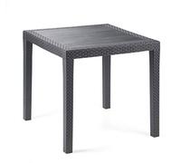 Dmora - Table d'extérieur Agrigento, Table de jardin carrée, Etagère fixe effet rotin, 100% Made in Italy, 79x79h72 cm, Anthracite