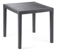 Dmora Table d'extérieur Agrigento, Table de jardin carrée, Table basse fixe effet rotin, 80x80h72 cm, Anthracite