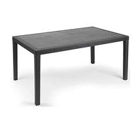 Dmora - Table d'extérieur Imola, Étagère rectangulaire fixe, Table de jardin polyvalente effet rotin, 100% Made in Italy, 138x78h72 cm, Anthracite