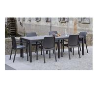 Dmora - Table d'extérieur Quarona, Etagère à manger rectangulaire extensible, 100% Made in Italy, 150/220x90h72 cm, Anthracite