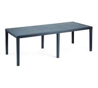 Dmora Table d'extérieur Roma, Table à manger rectangulaire extensible effet rotin, 150x90h72 cm, Anthracite