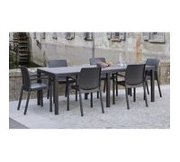 Dmora Table d'extérieur Roma, Table à manger rectangulaire extensible effet rotin, 150x90h72 cm, Anthracite