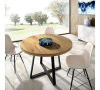 Dmora - Table Extensible Casarola, Console Extensible Ronde, Table à Manger Polyvalente Ovale, 110/158x110h77 cm, Chêne Nodi