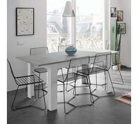 DMORA Table à rallonge Midland Console extensible pour salle à manger 140/190x90h78 cm Ciment et blanc