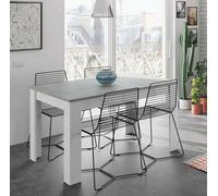 Dmora - Table extensible Midland, Console extensible pour salle à manger, Table de cuisine ouvrant avec rallonge, 140/190x90h78 cm, Ciment et Blanc