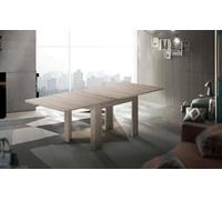 Dmora - Table extensible Otto, Console auxiliaire de cuisine, Table extensible, 100% Made in Italy, 90x90h75 cm, Orme perlé