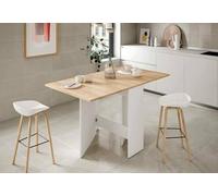 Dmora - Table extensible Toledo, Table à manger pliante avec plateau rabattable, Table d'appoint pliable, 31x77h78 cm, Blanc et Chêne