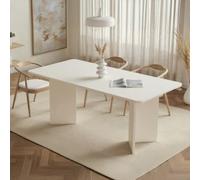 Dmora Table fixe Acassuso 180 x 90 x 75h cm blanche 6 places forme rectangulaire, matériau plateau en bois mélaminé