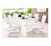 Dmora Table fixe Gabriele, Table design rectangulaire, Table de cuisine, 100% Made in Italy, 160x90h75 cm, Blanc brillant