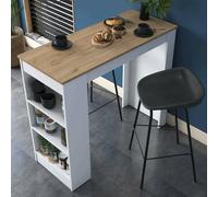 Dmora - Table Fixe Navi, étagère de Cuisine, Console pour Salle à Manger, étagère rectangulaire Fixe, 120 x 50 h100 cm, Noyer et Blanc