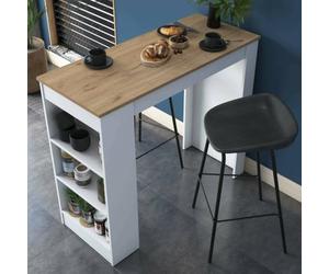 Dmora - Table Fixe Navi, étagère de Cuisine, Console pour Salle à Manger, étagère rectangulaire Fixe, 120 x 50 h100 cm, Noyer et Blanc