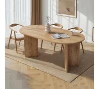 Dmora Table fixe Ravion 180 x 90 x h 75 cm marron chêne, nœuds 6 places, forme ovale, matériau plateau en bois mélaminé