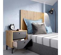 Dmora - Tête de lit Colombine, Tête de lit pour Chambre Simple avec 1 Table de Chevet, 99x3h61 cm, Chêne et Anthracite