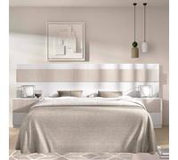 Dmora - Tête du lit Catria, Tête de lit, Tête de lit pour la Chambre, Appui-tête, 248x34 h96 cm, Blanc et Chêne Clair