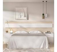 Dmora - Tête du lit Catria, Tête de lit, Tête de lit pour la Chambre, Appui-tête, 248x34 h96 cm, Chêne Clair et Blanc