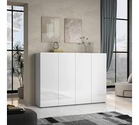 Dmora - Meuble à Chaussures Uitenhage, Meuble à Chaussures, Armoire d'entrée Polyvalente, Rangement pour Chaussures, Made in Italy, 160x34h115 cm, Blanc Brillant