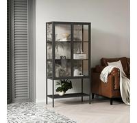Dmora - Vitrine Avocado, Buffet d'exposition, Vitrine Polyvalente, Buffet de Salon, 80x35 h160 cm, Ardoise