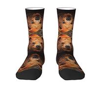 DMORJ Chaussettes pour adultes avec motif ours Grizzly : pieds chauds et confortables qui se sentent bien, personnes ayant une longueur de pied de 36 à 45 cm, blanc, taille unique