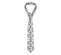 DMORJ Cravate longue pour homme avec motif chat gris amusant - 145 x 7,9 cm - Cravate fine et durable pour l'école, les mariages, les fêtes., Noir , taille unique