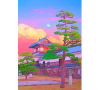 DMQBT 1500 Piece Puzzles pour Adults - Puzzle Amusant pour Adultes - Japanese Architecture and The Moons Art Poster - Jeux De Réduction du Stress en Famille - Xu476Tw