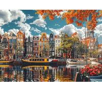 DMQBT 1500 Pièces - Difficult Puzzles - Amsterdams City Landscape Pictures - Jeux De Réduction du Stress en Famille - Poster Art Puzzle 1500 Pièces - Xu719Tw