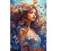 DMQBT 1500 Pièces Difficult Puzzles - Butterflys and Girlss Art Painting - Adult Family Fun Toys Posters - Puzzles pour Adults 1500 Piece - Xu406Tw