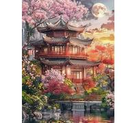 DMQBT 1500 Pièces Difficult Puzzles - Japanese Retro Gardens Architecture Art Painting - Adult Stress Relief Game Art Picture - Puzzles pour Adults 1500 Piece - Xu592Tw