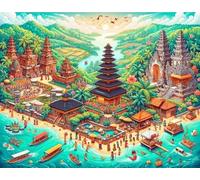 DMQBT 1500 Pièces - Retro Travel in Thailand Landscape Art Poster - Difficult Puzzle 1500 Piece pour Adults Challenge - Adult Stress Relief Game Art Picture - Xu609Tw