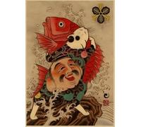 DMQBT 1500 Piècess Adult Puzzle - Japanese Tattooed Cat Art Oil Painting - Family Décoration Intérieure - Puzzles pour Adults 1500 Pièces - - Hx237Zw