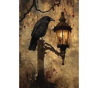 DMQBT Puzzles 1500 Pièces pour Adults ，Difficult Puzzle 1500 Piece pour Adults ，Crows and Streetlights Horror Style Art Painting ，Memory Cognition Games - Xu270Tw