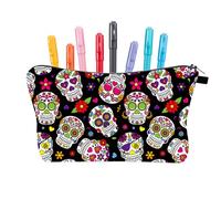 dmqdu Trousse à Crayons en Forme de tête de Mort - Grande Trousse à Crayons pour Filles, Grande capacité, Organisateur de Fournitures Scolaires