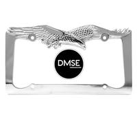 DMSE American Eagle Eagles Bird Universal Metal License Plate Frame Cool Decorative Design for Any Vehicle (Chrome)