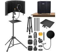 Dmsky Bouclier d'isolation de microphone avec filtre anti-pop et trépied, pliable, avec triple isolation sonore, haute densité, pour studio d'enregistrement, podcasts, radiodiffusion et chant