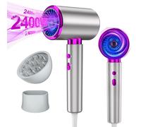 DMTIVMG Seche Cheveux 2400W Sèche Cheveux Professionnel Chaud et Froid Hair Dryer Puissant 2 Vitesses 3 Températures Diffuseur Concentrateur Thermo Protect pour Famille Voyage Salons de Coiffure Gris