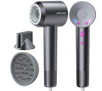 DMTIVMG Seche Cheveux Ionique Professionnel 500 Millions 1600W 160 000 tr/min 12 Mode 4 Température Séchage Ultra Rapide Hair Dryer Silencieux Léger 3 Vitesses Diffuseur Magnétique Voyage (Gris Foncé)