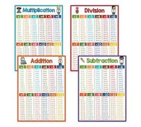 Dmuzsoih Affiches Mathématiques pour la Classe | 4 Pièces Tableau Arithmétique Éducatif | Affiches Pour Enseignant De Maths | pour École à la Maison Maternelle Apprentissage Éducation