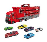 Dmuzsoih Camion Porte-Voitures Jouet - Transporteur Piste Véhicule Enfant,Camion Remorque avec Piste,Jeu pour Maison Jardin École Maternelle Voyage Fête Extérieur Garçons Filles 3 à 6 Ans