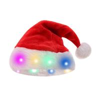 Dmuzsoih Chapeaux de Noël | Couvre-Chef En Peluche Avec Lumière - Bonnet de Père Noël | Pour Femmes Hommes Fête D'Hiver Adultes Costume Vacances