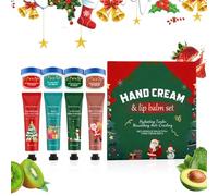 Dmuzsoih Crème pour les Mains de Noël - Produit Hydratant pour les Mains et les Lèvres - Set de Baume à Lèvres Portable - Pour Étudiantes Voyage Hiver Mères Amies Épouses Amatrices De Beauté